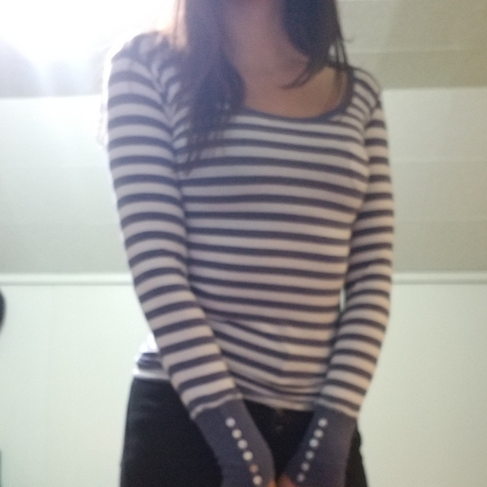 Blue white stripe long sleeve shirt